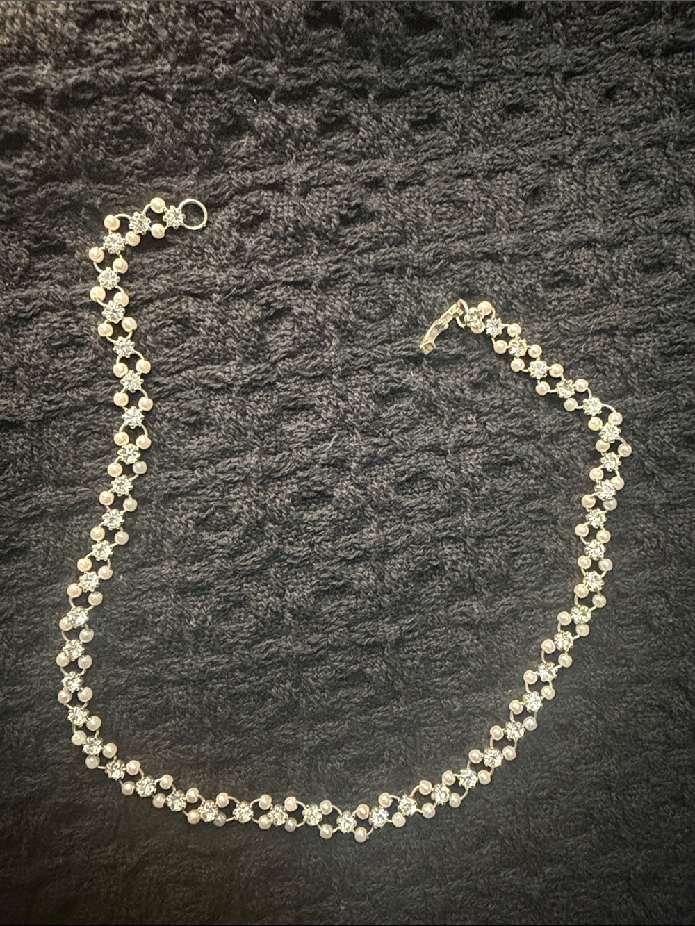 Silver Crystal Tennis Necklace - Clear